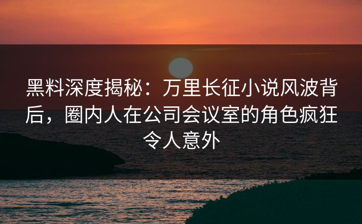黑料深度揭秘：万里长征小说风波背后，圈内人在公司会议室的角色疯狂令人意外