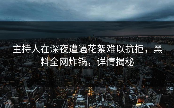 主持人在深夜遭遇花絮难以抗拒，黑料全网炸锅，详情揭秘