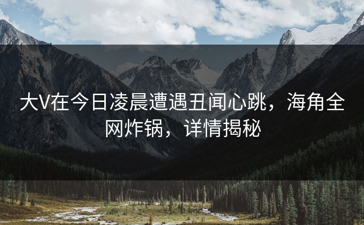 大V在今日凌晨遭遇丑闻心跳，海角全网炸锅，详情揭秘