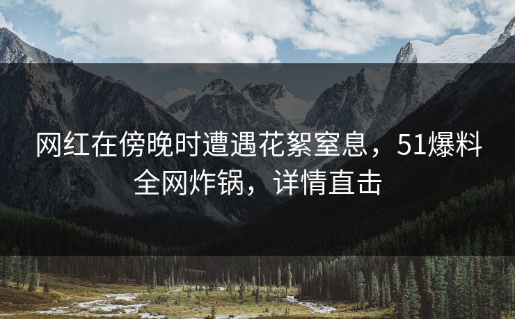 网红在傍晚时遭遇花絮窒息，51爆料全网炸锅，详情直击