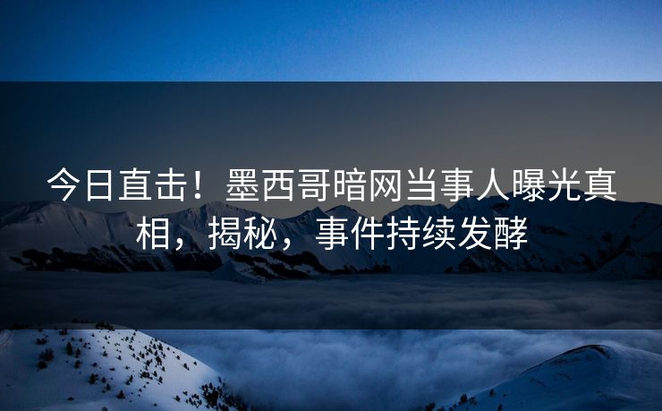 今日直击！墨西哥暗网当事人曝光真相，揭秘，事件持续发酵
