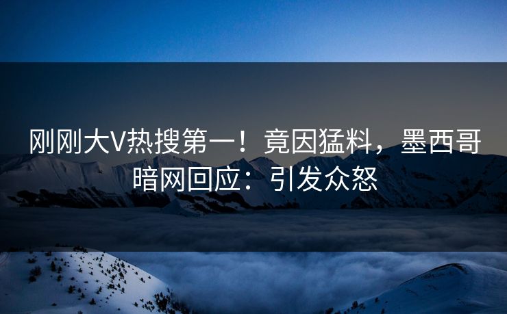 刚刚大V热搜第一！竟因猛料，墨西哥暗网回应：引发众怒