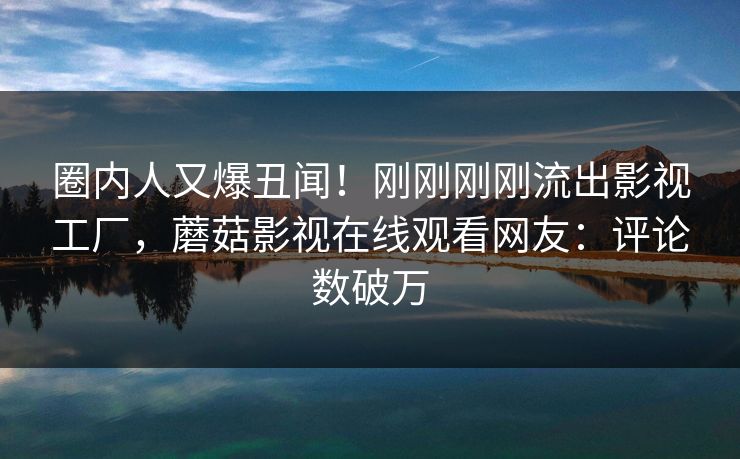 圈内人又爆丑闻！刚刚刚刚流出影视工厂，蘑菇影视在线观看网友：评论数破万