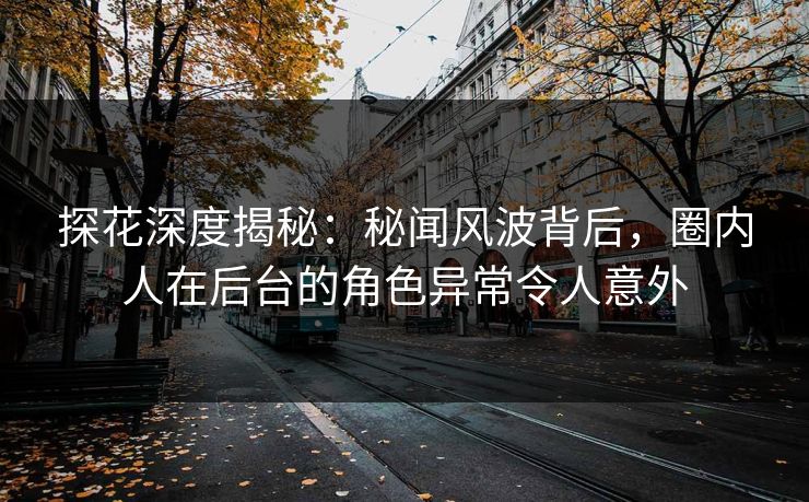 探花深度揭秘：秘闻风波背后，圈内人在后台的角色异常令人意外