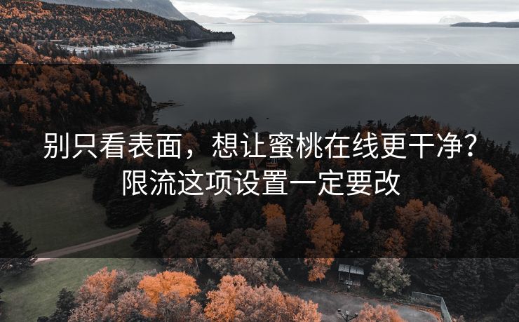 别只看表面，想让蜜桃在线更干净？限流这项设置一定要改